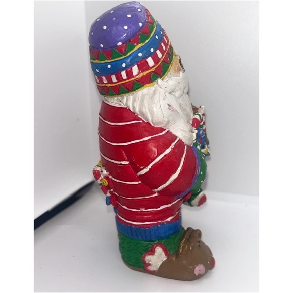 Vintage Whimsical Santa Figurine Resin 90s Colorful Gingerbread Christmas Décor - Picture 5 of 8